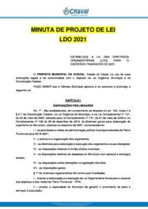 MINUTA DE PROJETO DE LEI CHAVAL LDO 2021 1 Prefeitura Municipal De Chaval