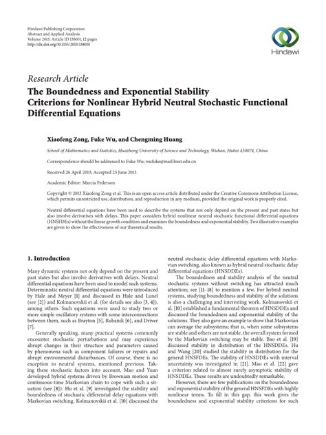 PDF The Boundedness And Exponential Stability Criterions For