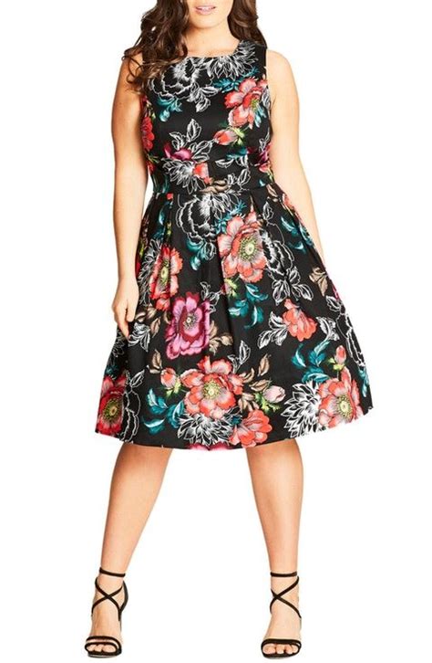 City Chic Mystery Flower Fit And Flare Dress Plus Size Plus Size