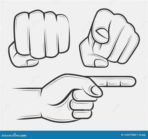 Punching Fist Hand With Index Finger Pointing At The Viewer And Side