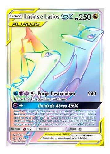 Carta Pokémon Latias E Latios Gx Rainbow União De Aliados