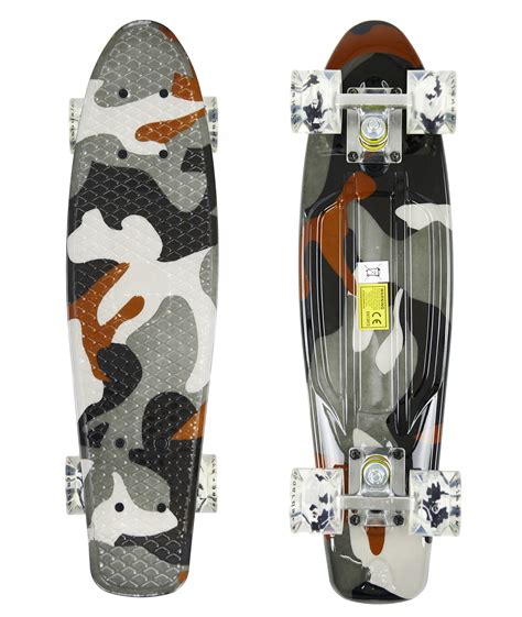 Skateboard Camouflage Grijs Met Led Wielen Prijskiller Nl