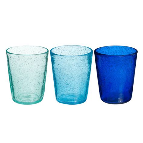 3 Vasos Azules De Cristal Con Burbujas Maisons Du Monde