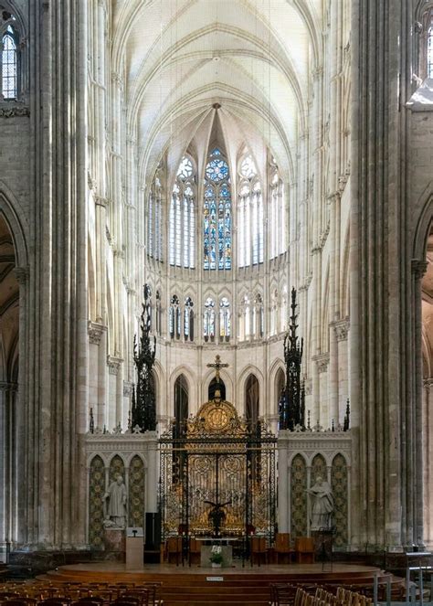 View Of The Central Nave And High Altar In The Transept Of The Amiens