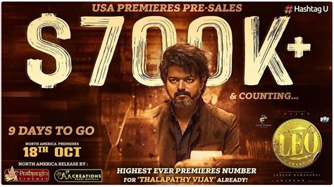 Thalapathy Vijays Leo Movie Advance Bookings Soar In The Usa Hashtagu