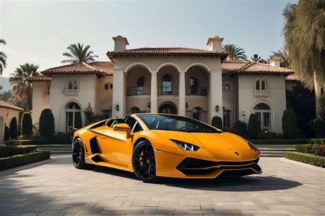 Premium AI Image | Paint me a picture with a huge house on the driveway ...