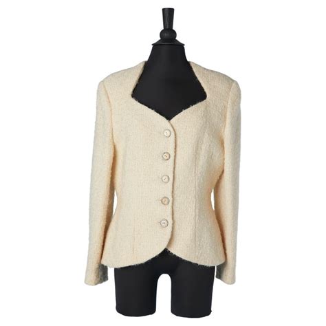 Ivory Tweed Bouclette Wool Single Breasted Evening Jacket Valentino Night For Sale At 1stdibs