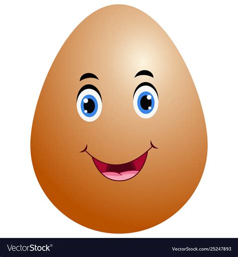 Funny Cartoon Easter Egg Emoji Icon Cute Emoticon Vector Image