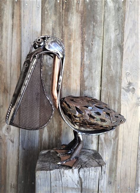 Hand Crafted Metal Pelican Sculptures Welderworx