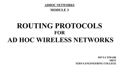 Routing Protocols For Ad Hoc Wireless Networks Ppt