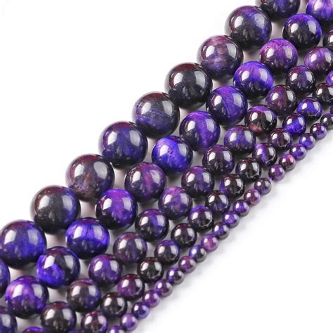 Natural Stone Smooth Purple Tiger Eye Agates Round Loose Beads 15