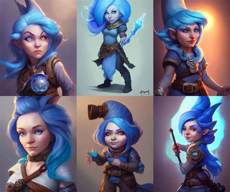 Krea Female Gnome Artificer With Blue Hair Young Adult Beautiful