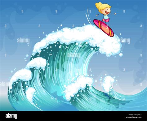 Illustration Of A Girl Surfing Stock Vector Image And Art Alamy