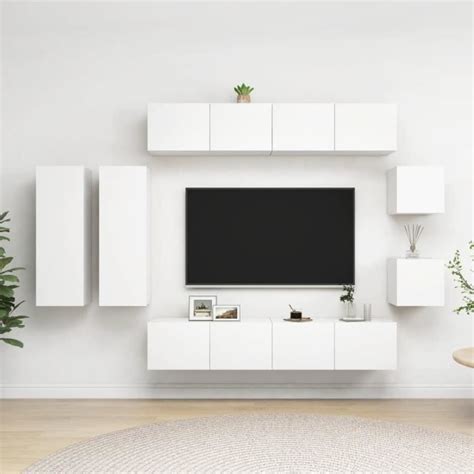 Ensemble de meuble TV 8 pcs Blanc Aggloméré DIO7380740061251