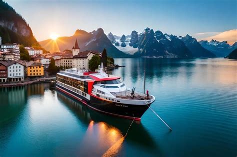 Premium Photo | A cruise ship in the fjords