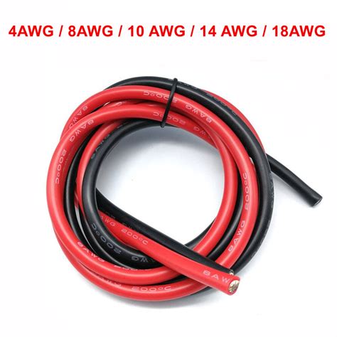 4 AWG 8 AWG 10 AWG 14 AWG 18 AWG Gauge Wire Silicone Flexible Cable Re ...