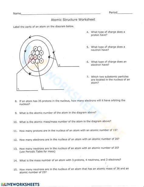 Atoms Basics Worksheet with Answers | Label an Atom - Worksheets Library