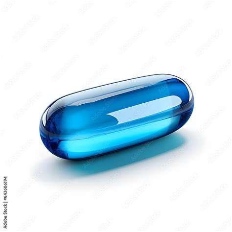 Blue Pill Concept Close Up Photo Of Blue Gel Pill Isolated With A