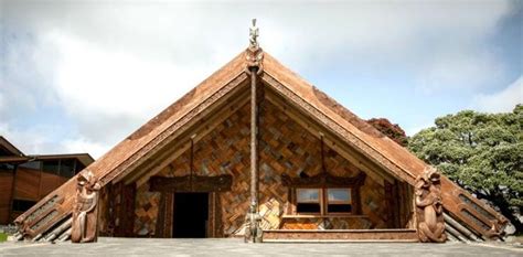 Maori Architecture Traditional Wooden Building With Stairs