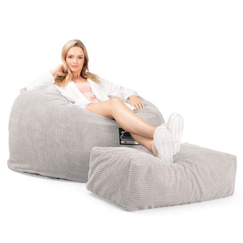 Lounge Pug Loungesack 510 Xl X Large Memory Foam Bean Bag Pom Pom Ivory The Lounge Pug