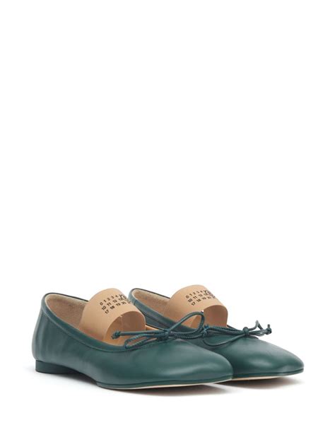 MM6 Maison Margiela Anatomic Numbers Motif Leather Ballerinas Green