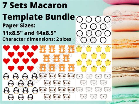 7 Sets Macaron Templates / Bear Head / Teddy Bear / Circles / - Etsy UK