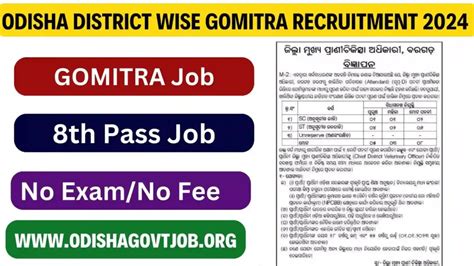 Odisha District Wise Gomitra Recruitment 2024 Apply Link Available Now