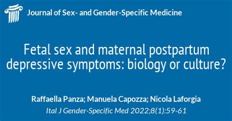 Fetal Sex And Maternal Postpartum Depressive Symptoms Biology Or