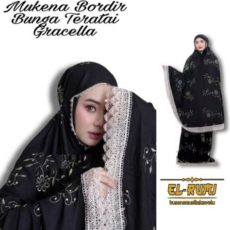 Jual Mukena Dewasa Bordir Bunga Teratai Gracella Mewah Shopee Indonesia