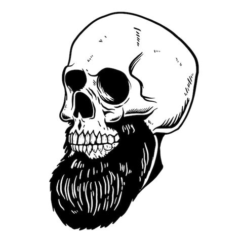 Premium Vector Hand Drawn Illustration Of Bearded Skull Element For