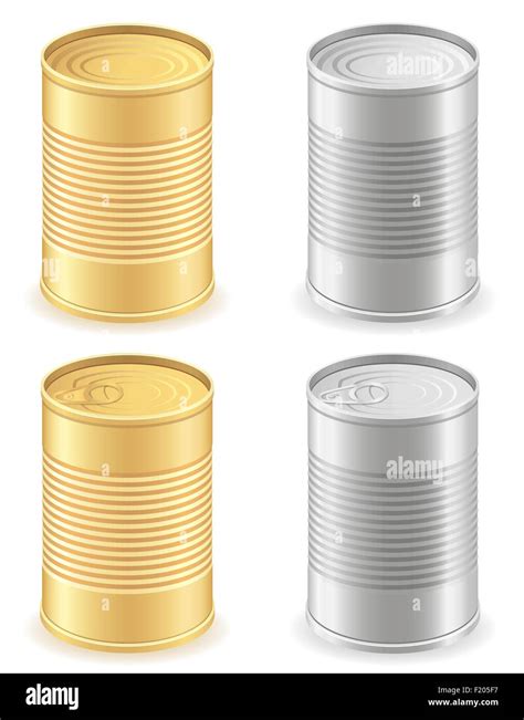 Metal Tin Can Set Icons Vector Illustration Isolated On White