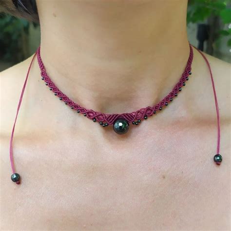 Ematite Choker Collana Girocollo Macrame Collana Casual Collana Boho