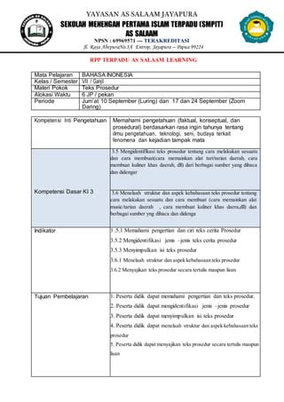 Rpp Teks Prosedur Pdf