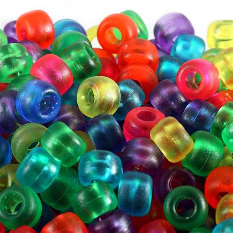 Pony Beads Plastic Barrel X Mm Frosted Transparent Mix Pk