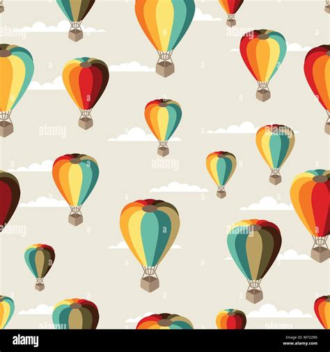 Seamless Travel Pattern Of Hot Air Balloons Stock Vector Image Art Alamy