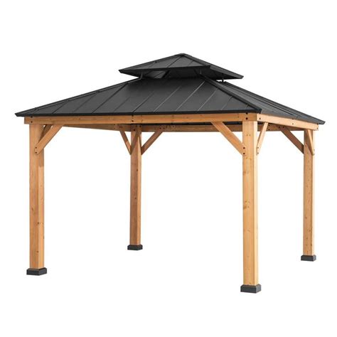 Sunjoy Archwood 11 Ft X 11 Ft Cedar Framed Gazebo With Steel Hardtop