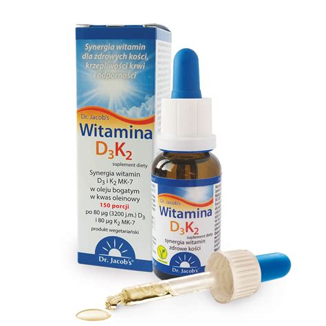 Witamina D3 K2 MK 7 Krople WEGA NATURALNA Do 150 Porcji DR JACOBS