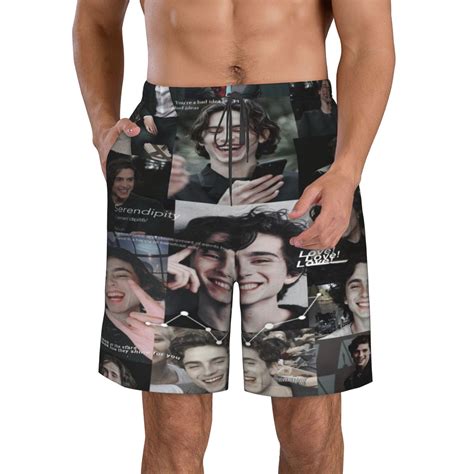 Mens Timothee Chalamet Swim Trunks Quick Dry Bathing Suits Holiday