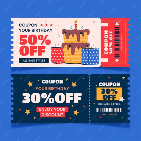 Premium Vector | Birthday sale coupon design template