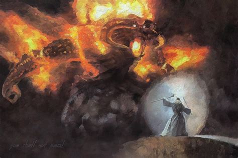 Gandalf Vs Balrog Canvas Print Lotr Art Lotr Print Lotr T Etsy