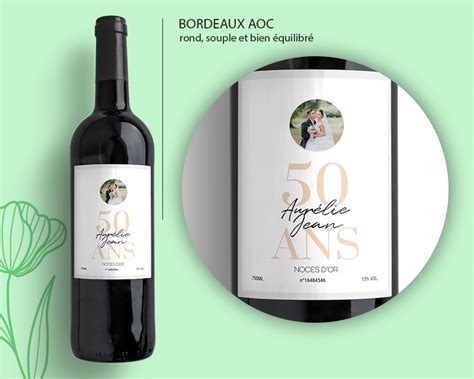 Bouteille De Vin Personnalis E Anniversaire De Mariage Cadeaux