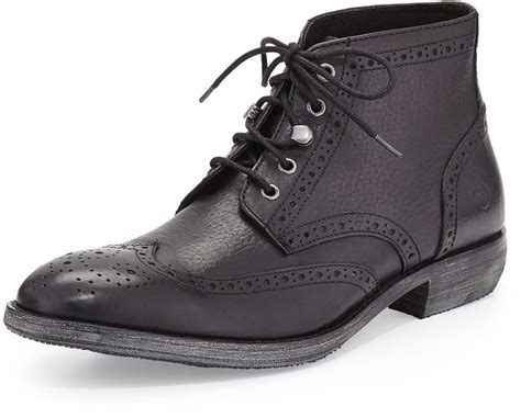 Andrew Marc New York Andrew Marc Hillcrest Mid Wing Tip Boot Black