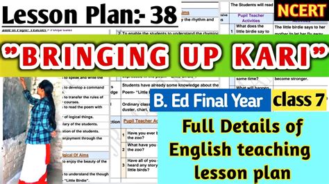 BRINGING UP KARI Lesson Plan Of Class 7 NCERT BOOK B Ed Final Year