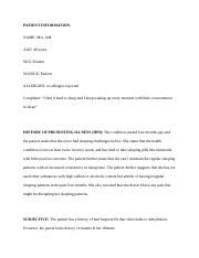 Insomnia SOAP NOTE Pg Docx PATIENT INFORMATION NAME Mrs AM AGE Years SEX Female