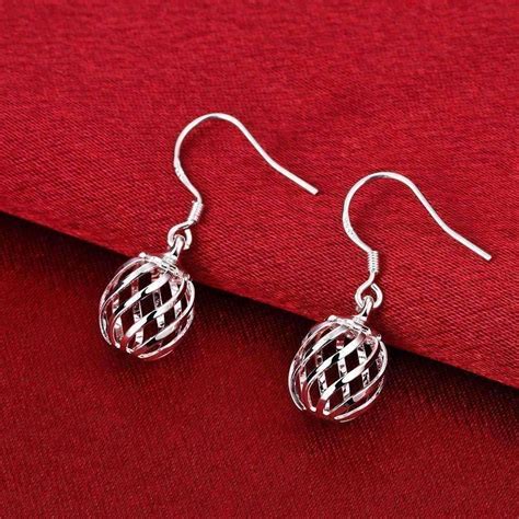 Silver Swirl Bead Dangling French Hook Earrings - Feshionn IOBI