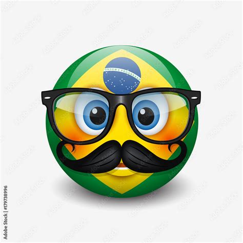 Cute hipster smiling emoticon, wearing eyeglasses and mustache with ...