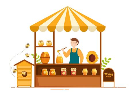 Honey Shop With A Natural Useful Product Jar Bee Or Honeycombs To Be