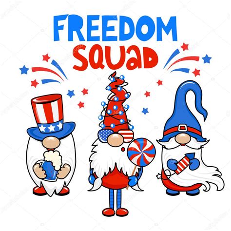 Freedom Squad Lindos Gnomos En Traje Del De Julio Conjunto De