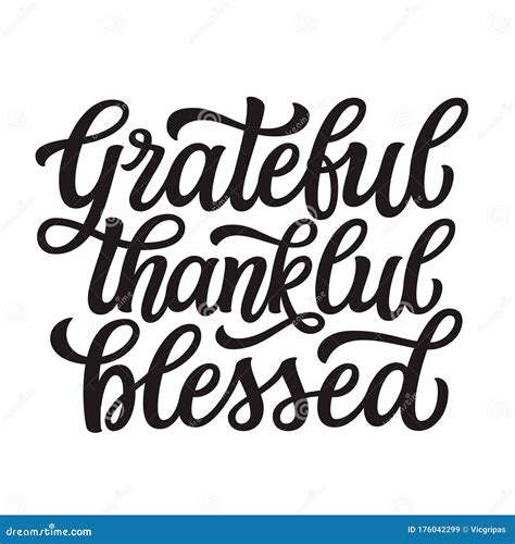 Grateful Thankful Blessed Stock Vector Illustration Of Phrase 176042299