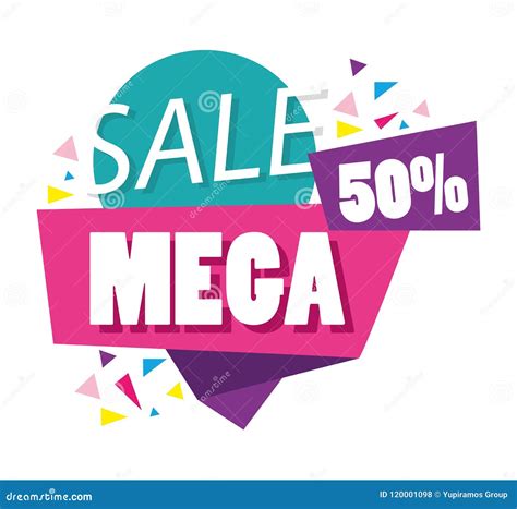 Mega Sale Discounts Poster Memphis Style Stock Vector - Illustration of